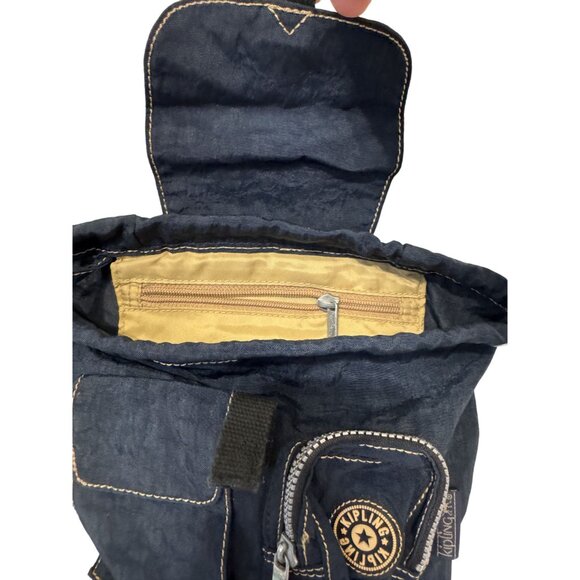 Kipling Navy Blue Nylon Small Backpack With Adjustable Straps & Multiple Pockets - Picture 4 of 5